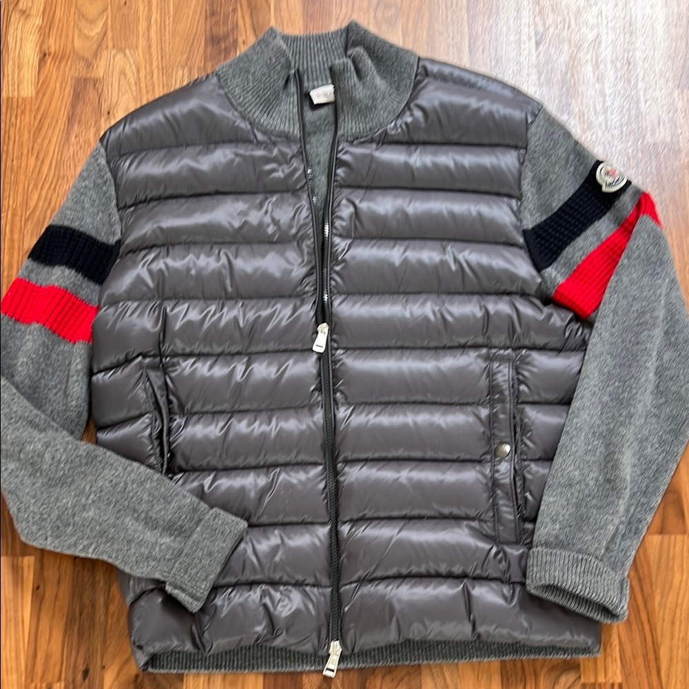 Moncler Men’s Gray and Red Puffer Jacket/Sweater